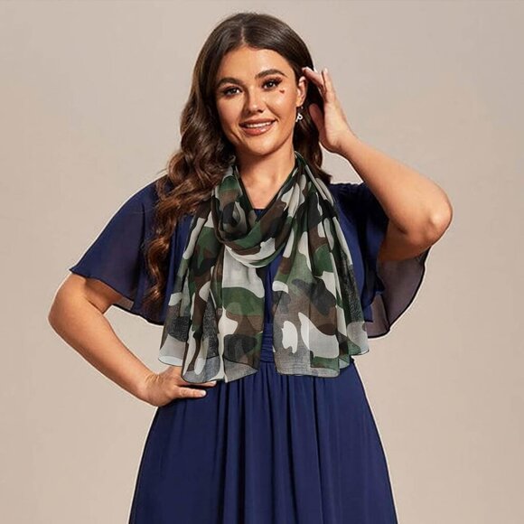 Cotton Voile Summer Shawl Scarf Wrap Camouflage Print Women's Fashion - Picture 3 of 9